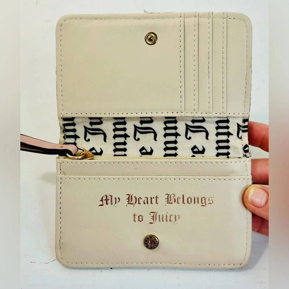 Juicy Couture Retro Vibe Slim Elongated Bifold Wallet, Chocolate / Dusty Blush